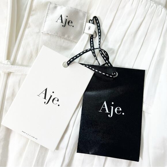 Aje Fallingwater Gathered Mini Dress Ivory Size 4 NWT - Picture 10 of 14